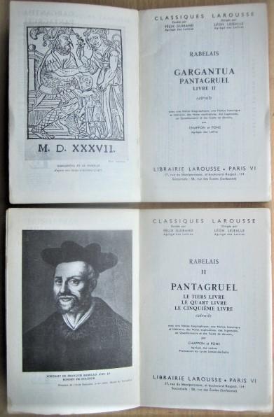 Rabelais. Gargantua Pantagruel. Livre II.; Pantagruel. Livre III, IV, V. (extr.) 1