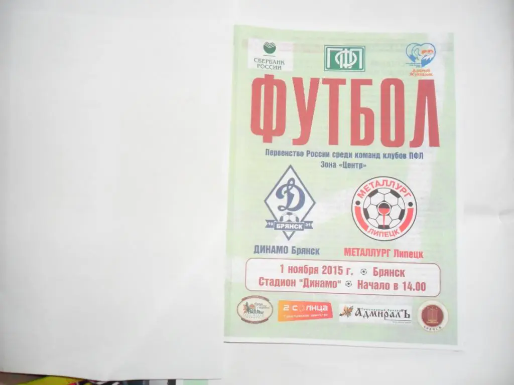 Динамо Брянск - Металлург Липецк 1.11.2015