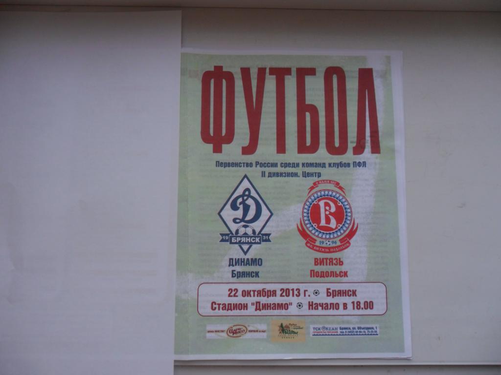 Динамо Брянск - Витязь Подольск 22.10.2013