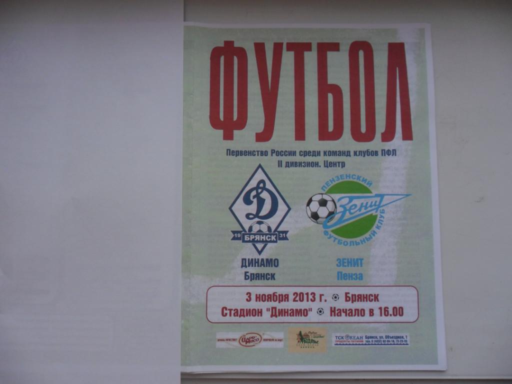 Динамо Брянск - Зенит Пенза 3.11.2013