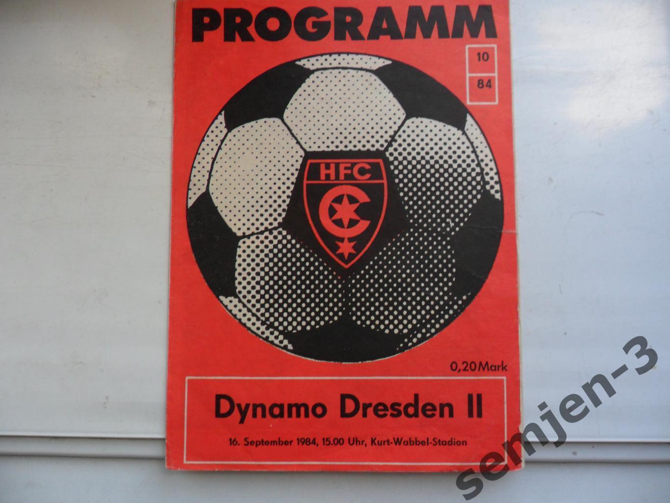 HFC CHEMIE - DYNAMO DRESDEN-2, 16.09.1984