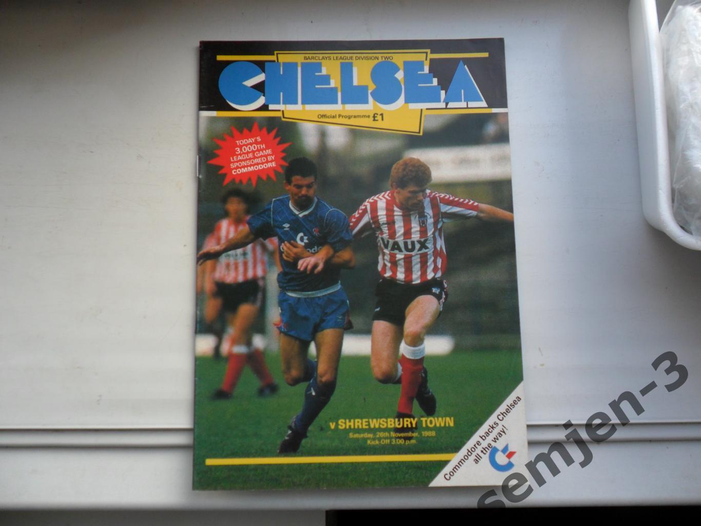 CHELSEA - SHREWSBURY TOWN, 26.11.1988