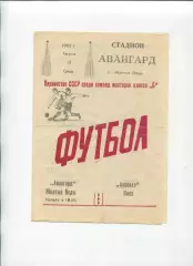 Програма Авангард Жовті Води - Арсенал Київ - 08.08.1962
