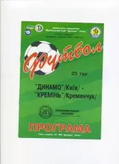 Програма Динамо Київ - Кремінь Кременчук - 22.04.1996