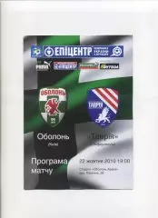 Програма Оболонь Київ - Таврія Сімферополь - 22.10.2010