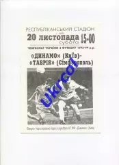 Програма Динамо Київ - Таврія Сімферополь - 20.11.1993