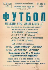 Листівка Турнір за вихід у вищу лігу - 1968 в Сочі, Миколаїв, Львів, Свердловськ