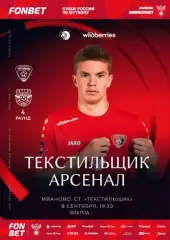 Текстильщик Иваново - Арсенал Тула 08.09.2026 кубок России авторская