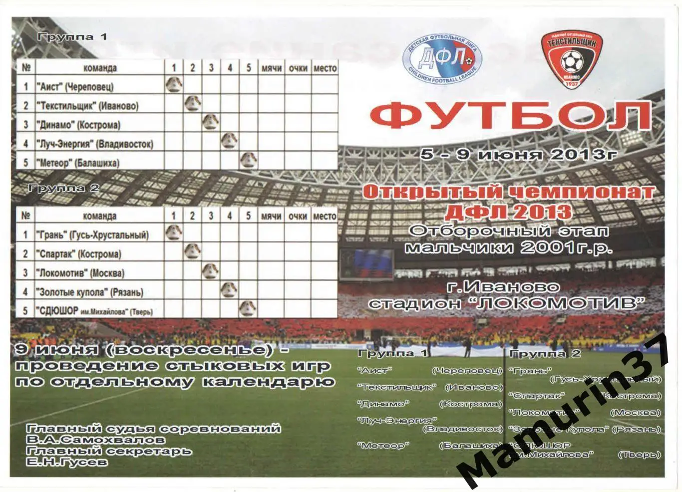 Чемпионат ДФЛ 2013. Уч-ки: Кострома, Тверь, Владивосток, Рязань, Тверь, Москва..