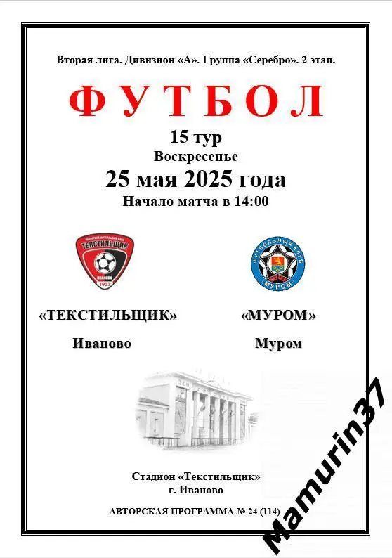 Текстильщик Иваново - Муром 25.05.2025 авторская 1