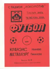 Кранэкс Иваново - Металлург Пикалево 01.07.1995