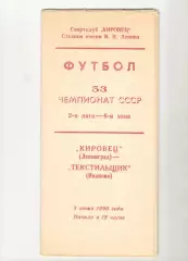Кировец Ленинград - Текстильщик Иваново 03.06.1990.