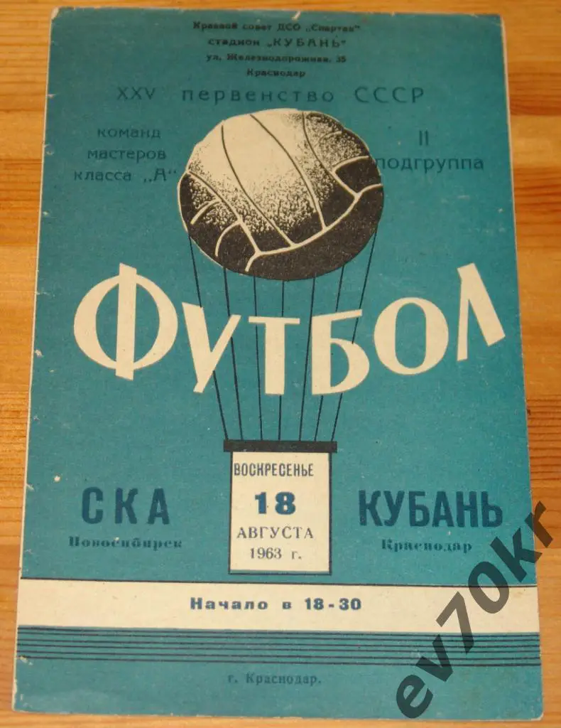 Кубань Краснодар - СКА Новосибирск 1963