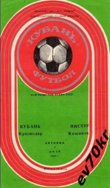 Кубань Краснодар - Нистру Кишинев 1985 (кубок)