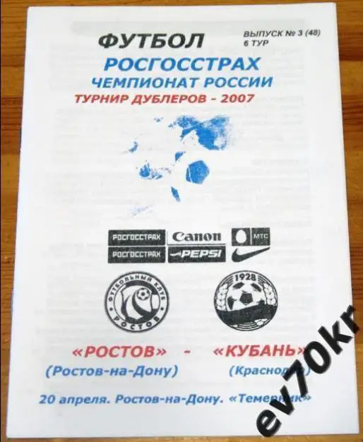 ФК Ростов - Кубань Краснодар 2007 (дубль)