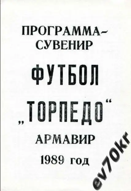 Календарь-справочник Торпедо Армавир 1989 (программа-сувенир)