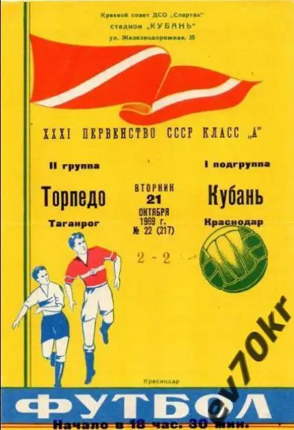 Кубань Краснодар - Торпедо Таганрог 1969