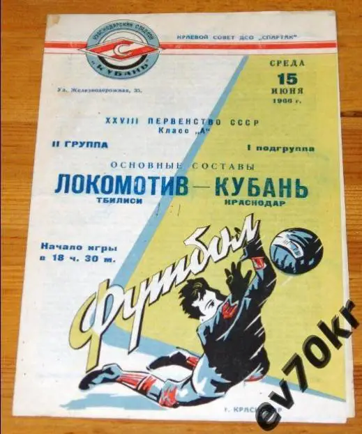 Кубань Краснодар - Локомотив Тбилиси 1966