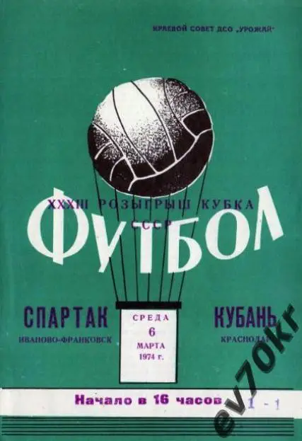 Кубань Краснодар - Спартак Ивано-Франковск 1974 (кубок)