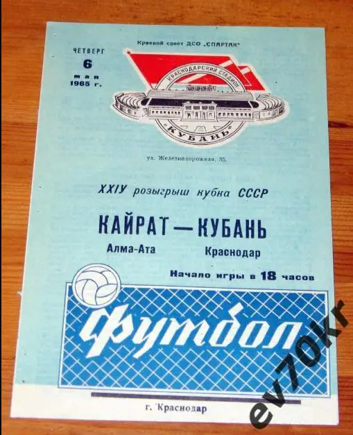 Кубань Краснодар - Кайрат Алма-Ата 1965 (кубок)