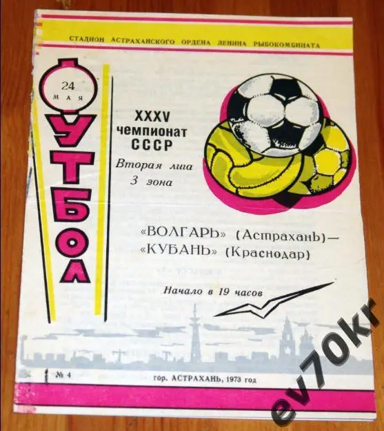 Волгарь Астрахань - Кубань Краснодар 1973