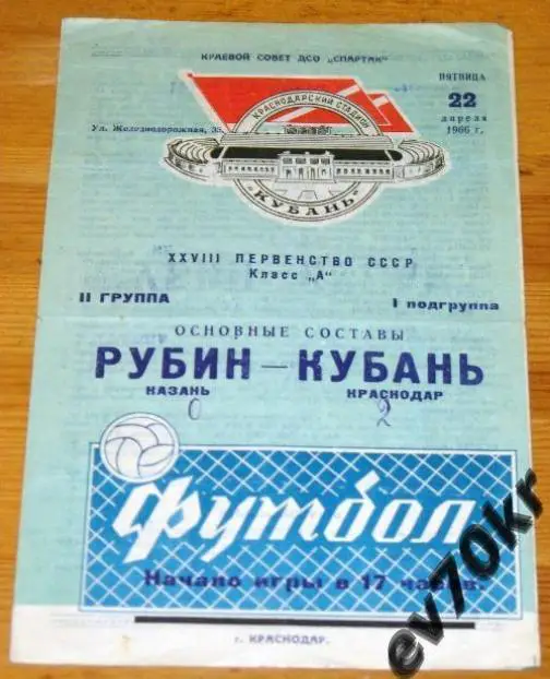 Кубань Краснодар - Рубин Казань 1966