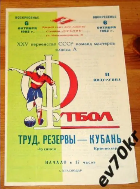 Кубань Краснодар - Трудовые Резервы Луганск 1963