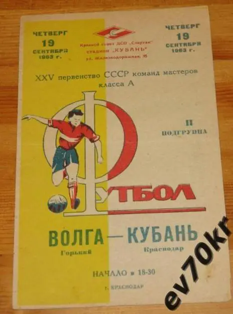 Кубань Краснодар - Волга Горький 1963
