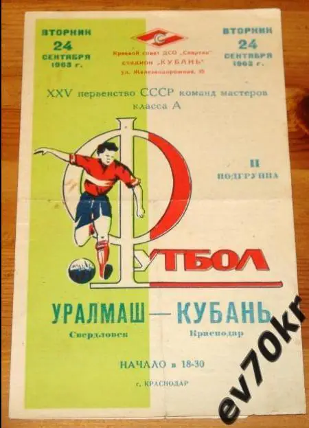 Кубань Краснодар - Уралмаш Свердловск 1963