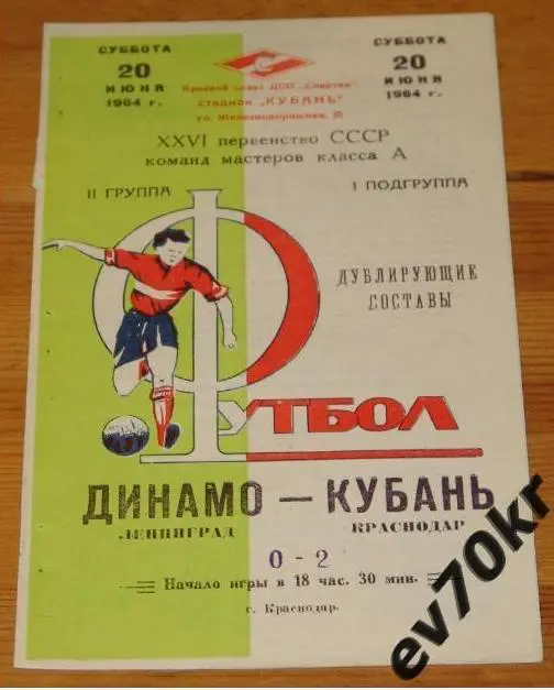 Кубань Краснодар - Динамо Ленинград 1964 (дубль)