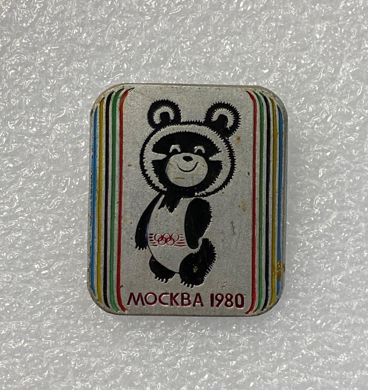 Москва-80 Олимпиада, Олимпийский Мишка с цветными дорожками, значок