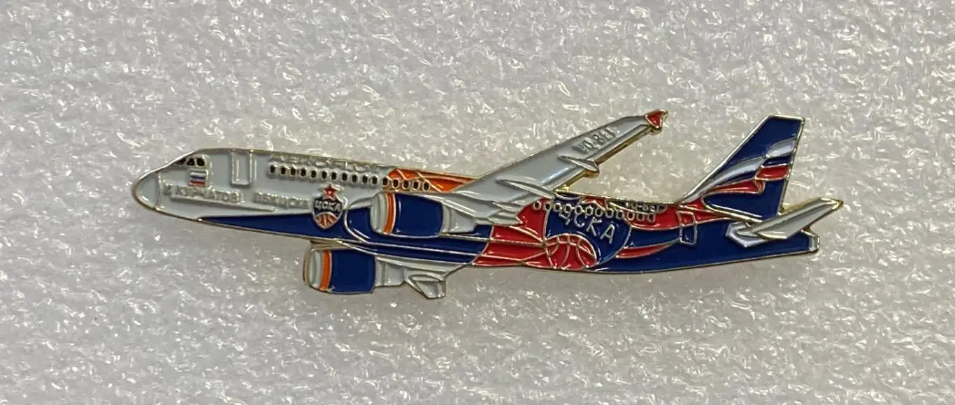 Самолет БК ЦСКА Москва баскетбол, значок-1