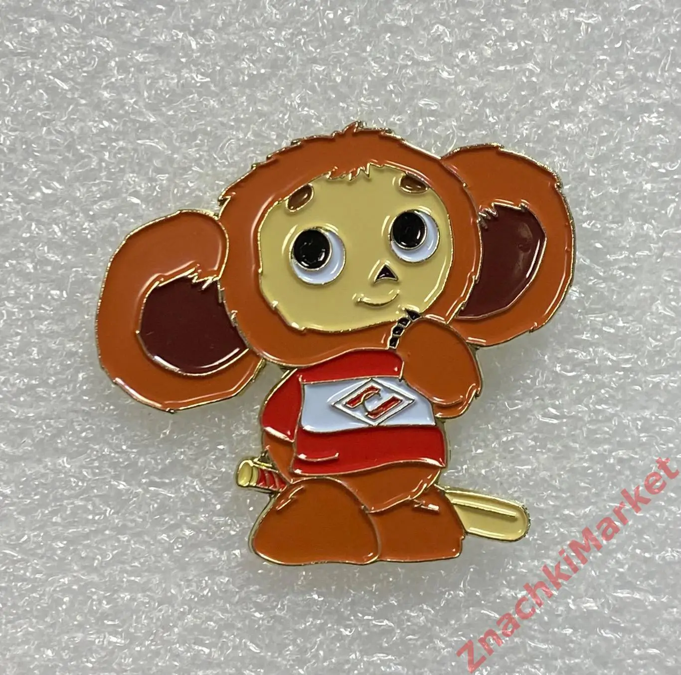 Мульт Спартак Чебурашка с бейсбольной битой, значок-1