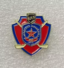 Хоккей ВХЛ ХК АКМ Тула, значок-2(красный фон)