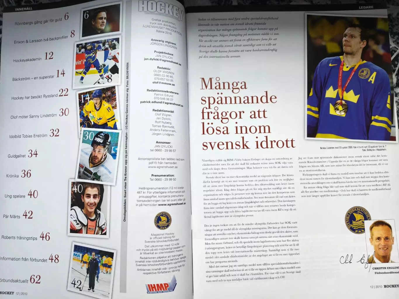 ЖУРНАЛ НХЛ ХОККЕЙ ШВЕЦИЯ 2010 NHL HOCKEY SWEDEN 12 1