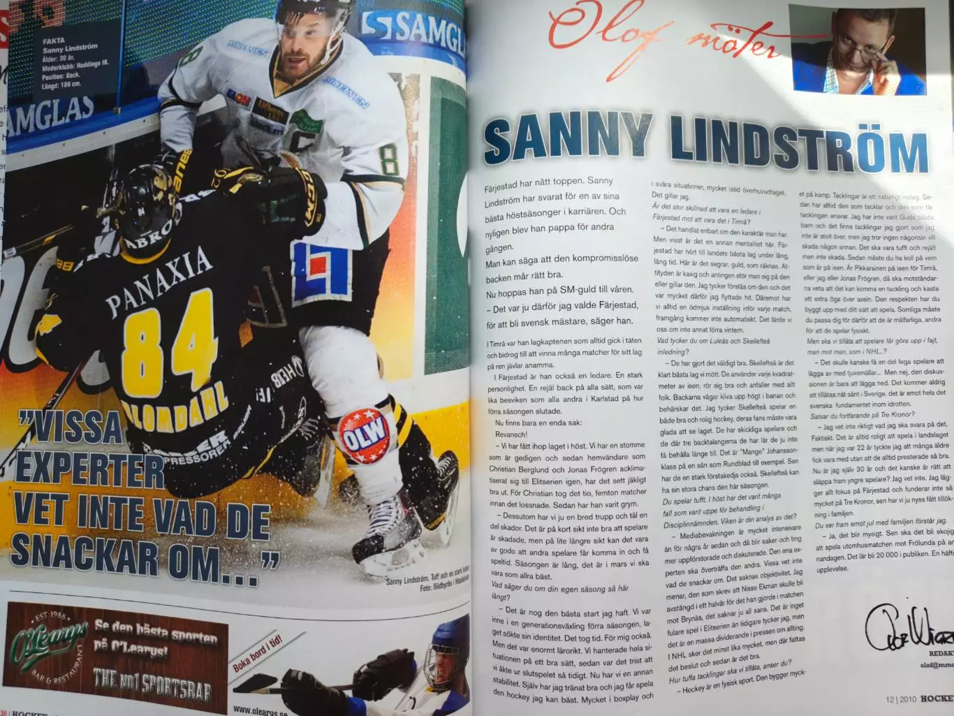 ЖУРНАЛ НХЛ ХОККЕЙ ШВЕЦИЯ 2010 NHL HOCKEY SWEDEN 12 2