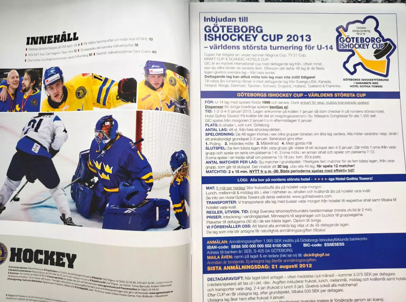 ЖУРНАЛ НХЛ ХОККЕЙ ШВЕЦИЯ 2012 NHL HOCKEY SWEDEN 3 1