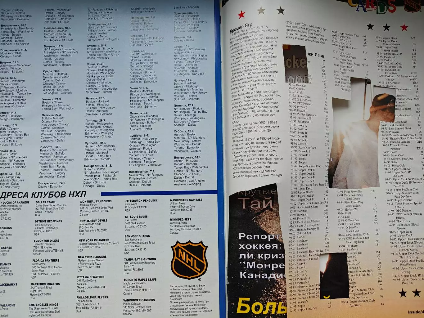 ЖУРНАЛ ВНУТРИ ХОККЕЯ НХЛ 1995 NHL INSIDE HOCKEY #2 POSTER 7