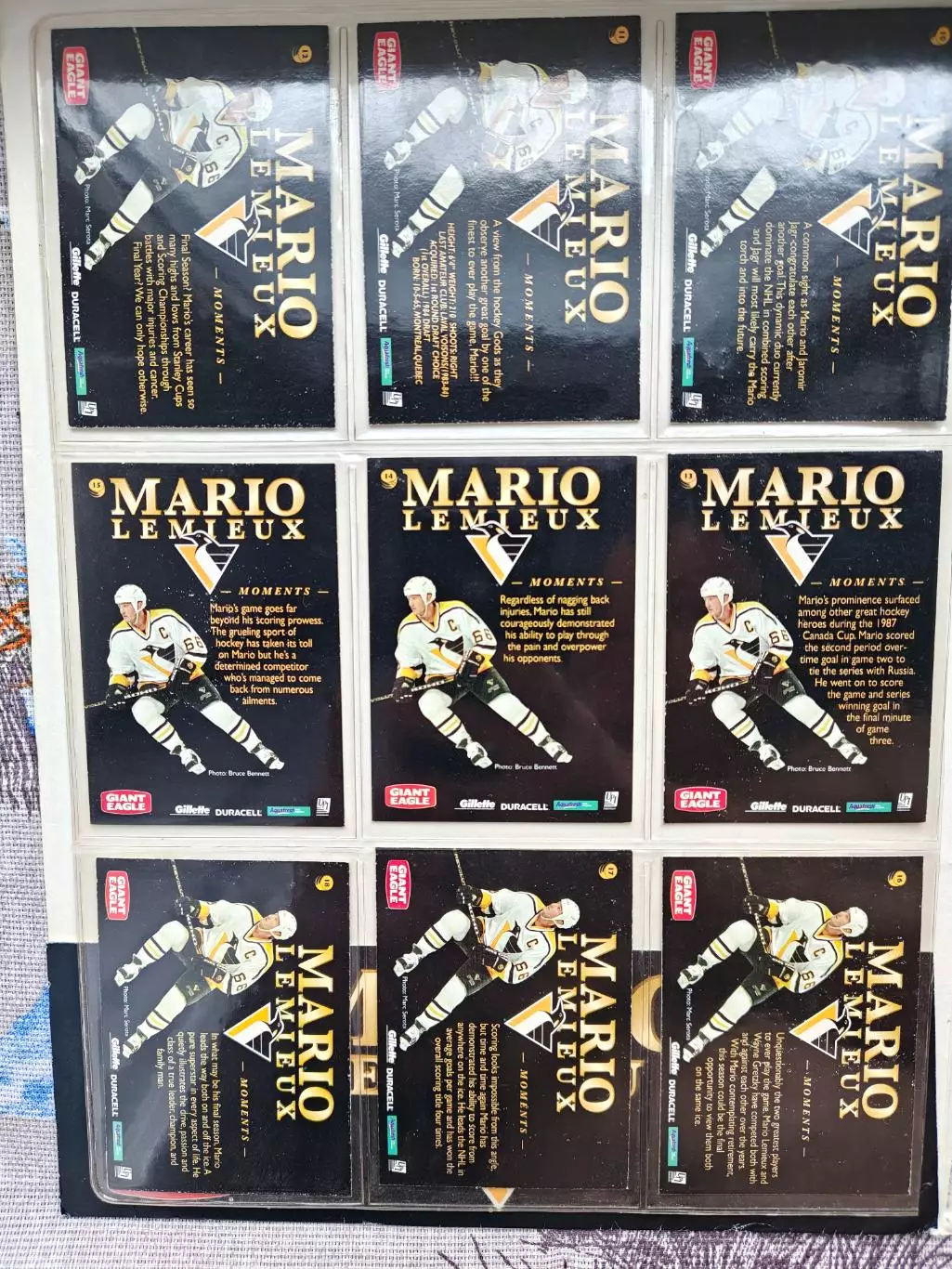 ХОККЕЙ НАБОР КАРТОЧЕК НХЛ 1997-98 PINNACLE NHL MARIO MOMENTS CARD SET #1-18 2