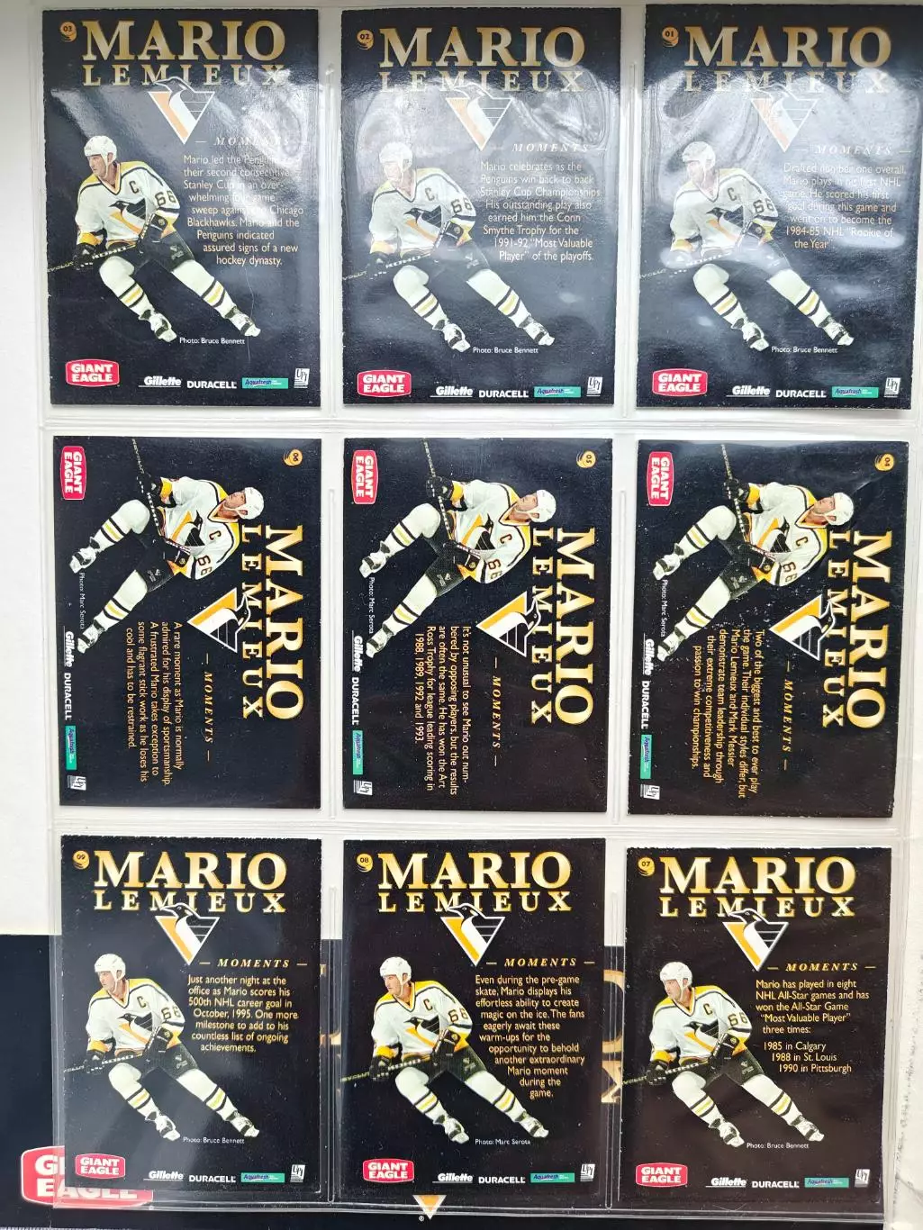 ХОККЕЙ НАБОР КАРТОЧЕК НХЛ 1997-98 PINNACLE NHL MARIO MOMENTS CARD SET #1-18 4