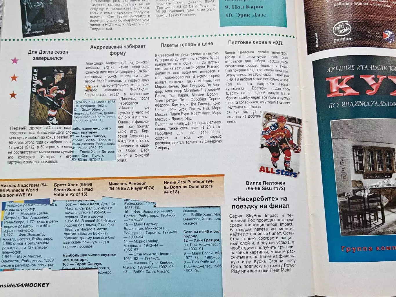 ЖУРНАЛ ВНУТРИ ХОККЕЯ НХЛ 1996 NHL INSIDE HOCKEY #5 POSTER 7