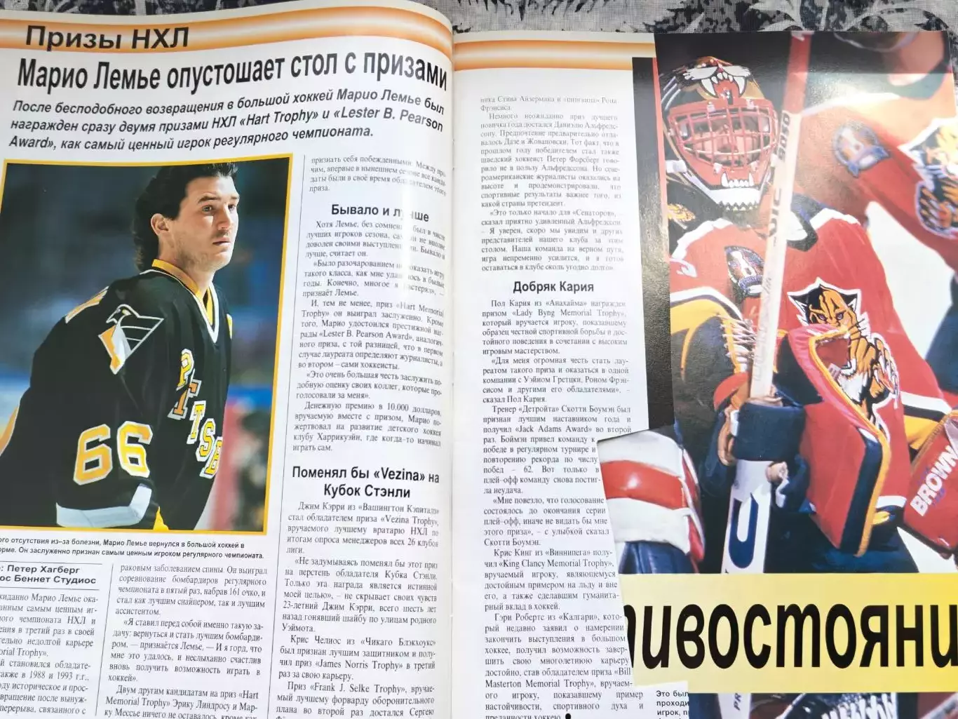 ЖУРНАЛ ВНУТРИ ХОККЕЯ НХЛ 1996 NHL INSIDE HOCKEY #6 POSTER 2