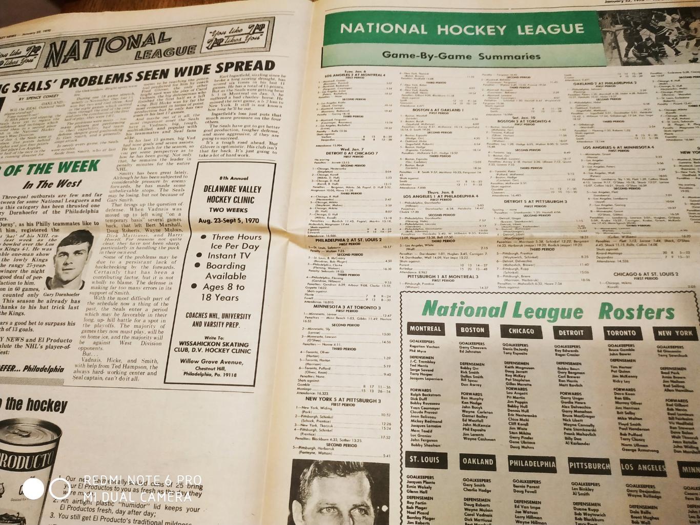 ГАЗЕТА НХЛ NHL THE HOCKEY NEWS JANUARY 23 1970 2