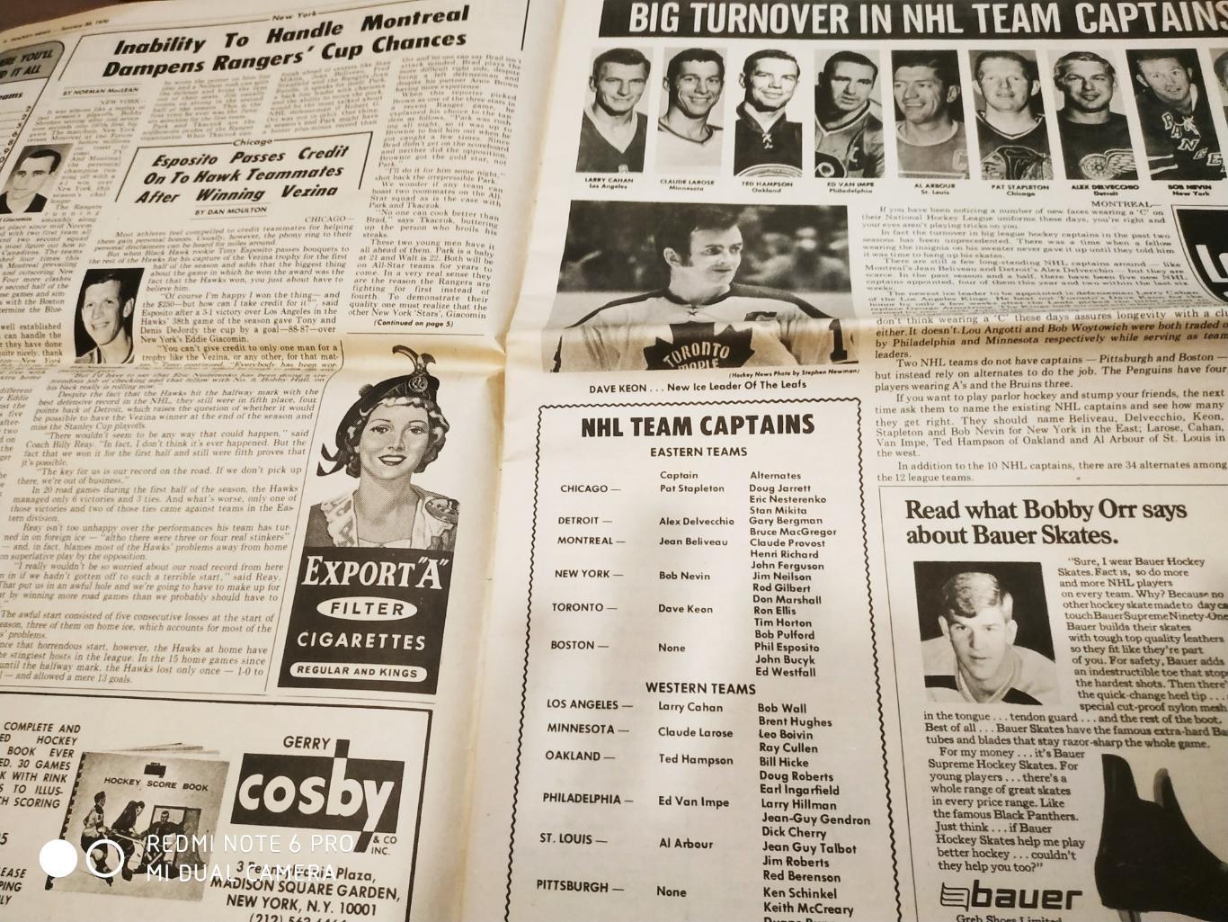 ГАЗЕТА НХЛ NHL THE HOCKEY NEWS JANUARY 30 1970 1