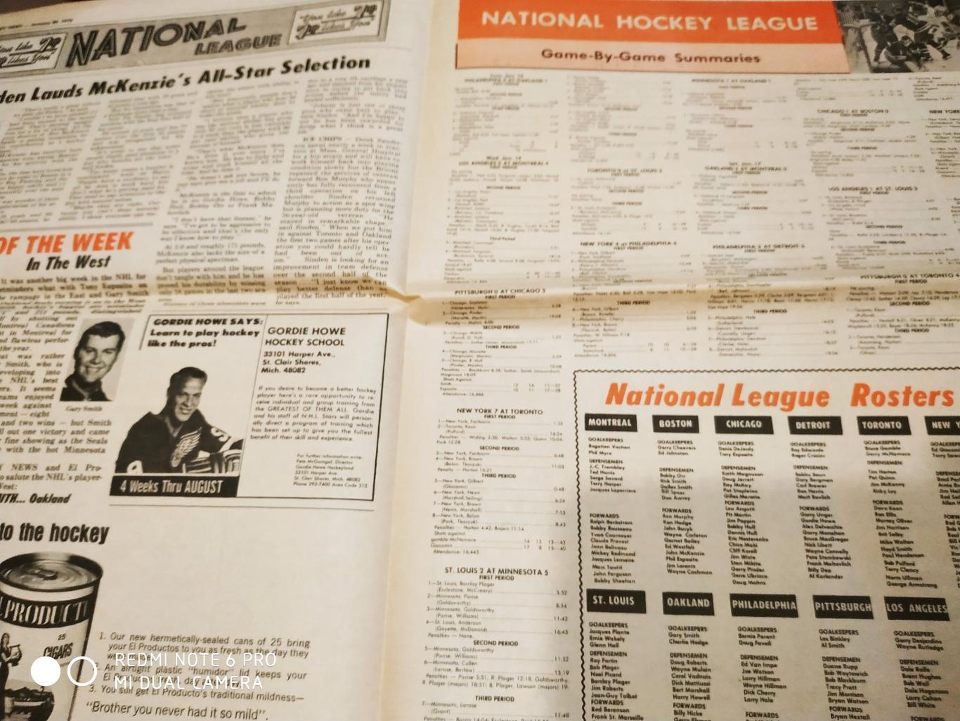 ГАЗЕТА НХЛ NHL THE HOCKEY NEWS JANUARY 30 1970 2