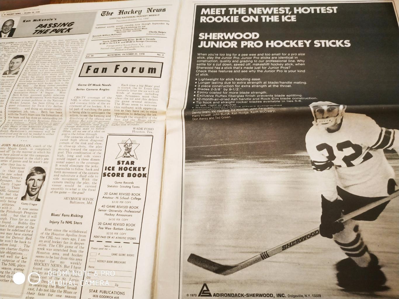 ГАЗЕТА НХЛ NHL THE HOCKEY NEWS OCTOBER 23 1970 1