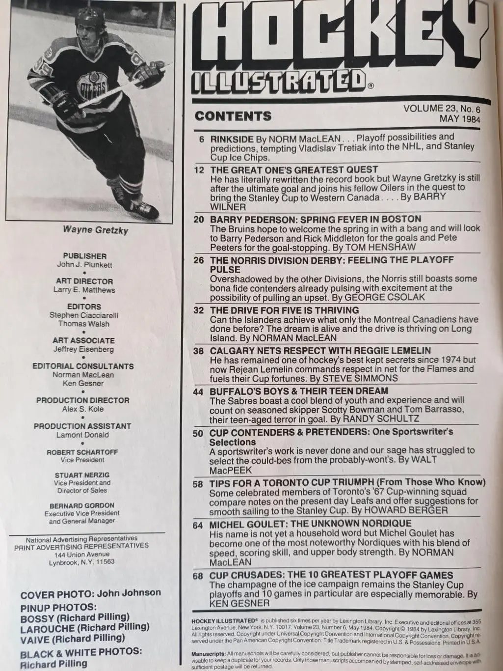 ХОККЕЙ ЖУРНАЛ НХЛ NHLMAY 1984 HOCKEY ILLUSTRATED SPECIAL 1