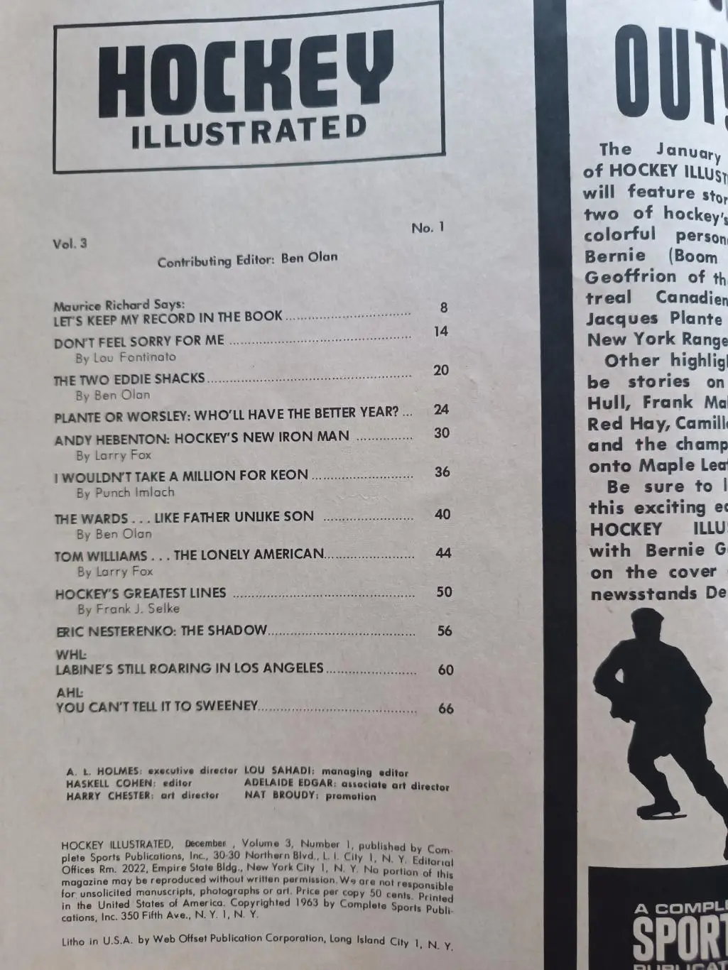 ХОККЕЙ ЖУРНАЛ НХЛ NHL 1963 DECEMBER HOCKEY ILLUSTRATED 1