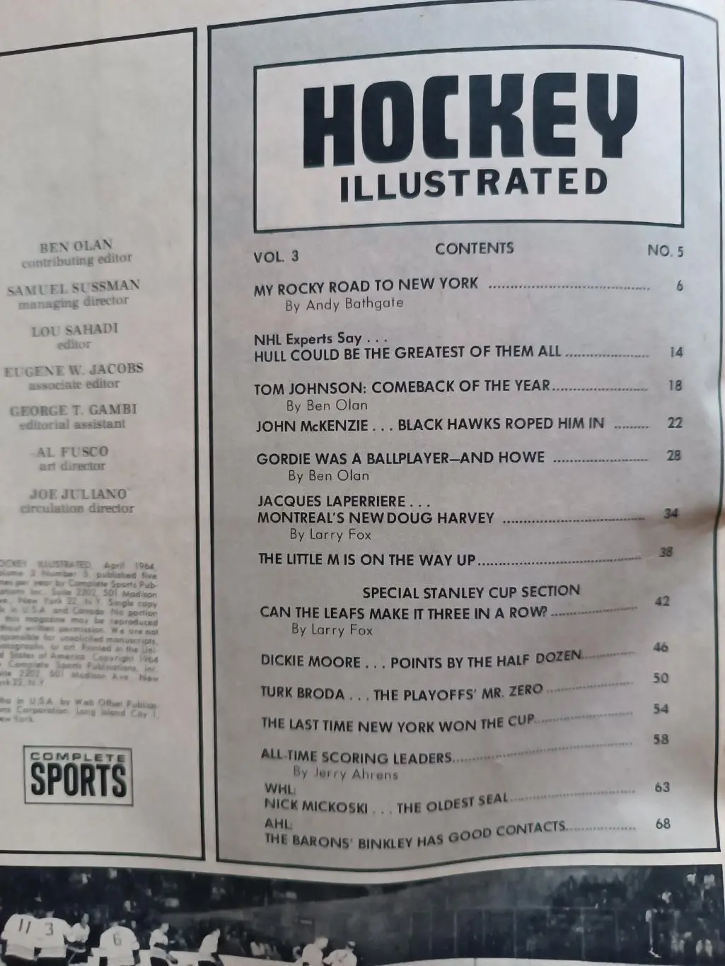 ХОККЕЙ ЖУРНАЛ НХЛ NHL 1964 APRIL HOCKEY ILLUSTRATED 1
