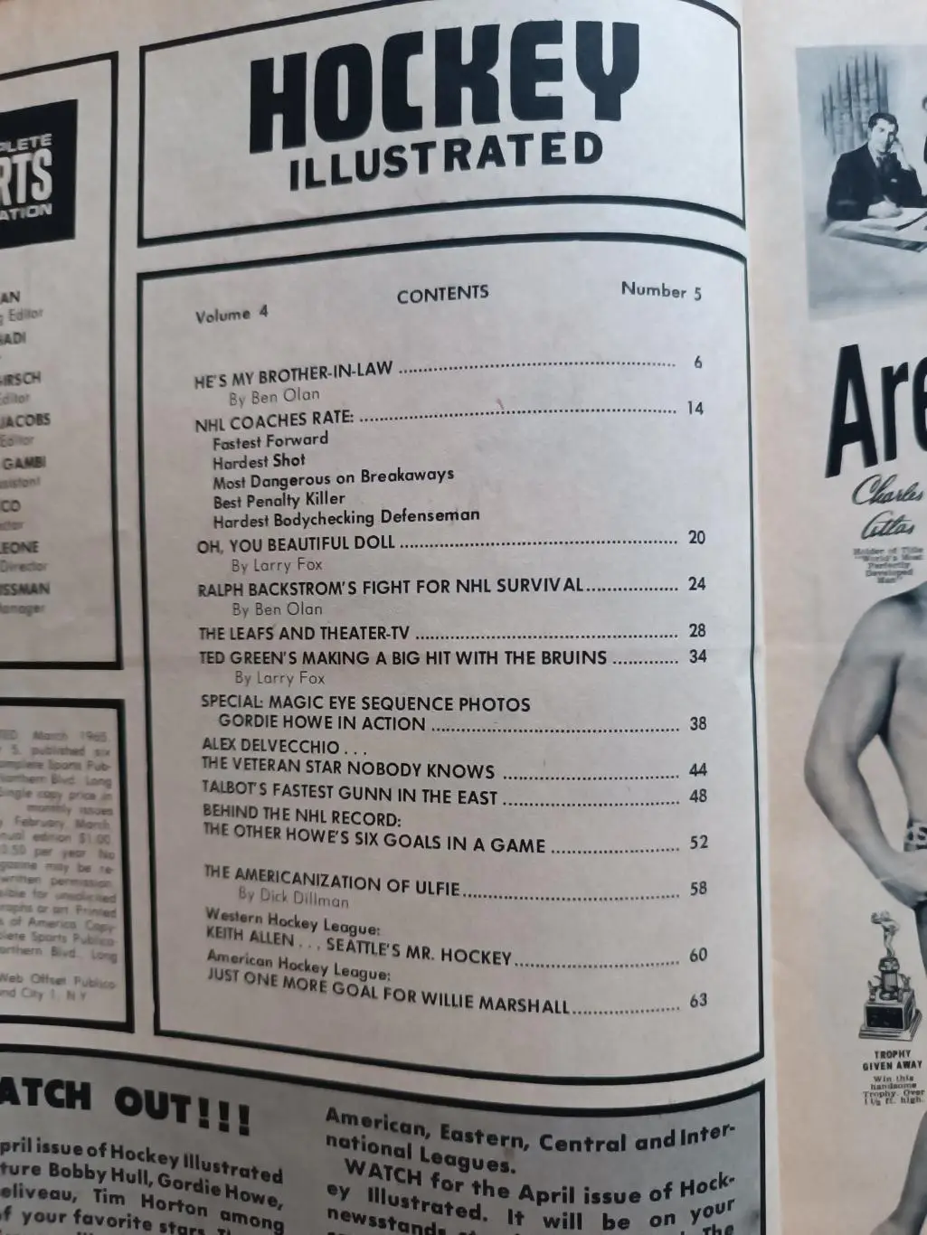 ХОККЕЙ ЖУРНАЛ НХЛ NHL 1965 MARCH HOCKEY ILLUSTRATED 1